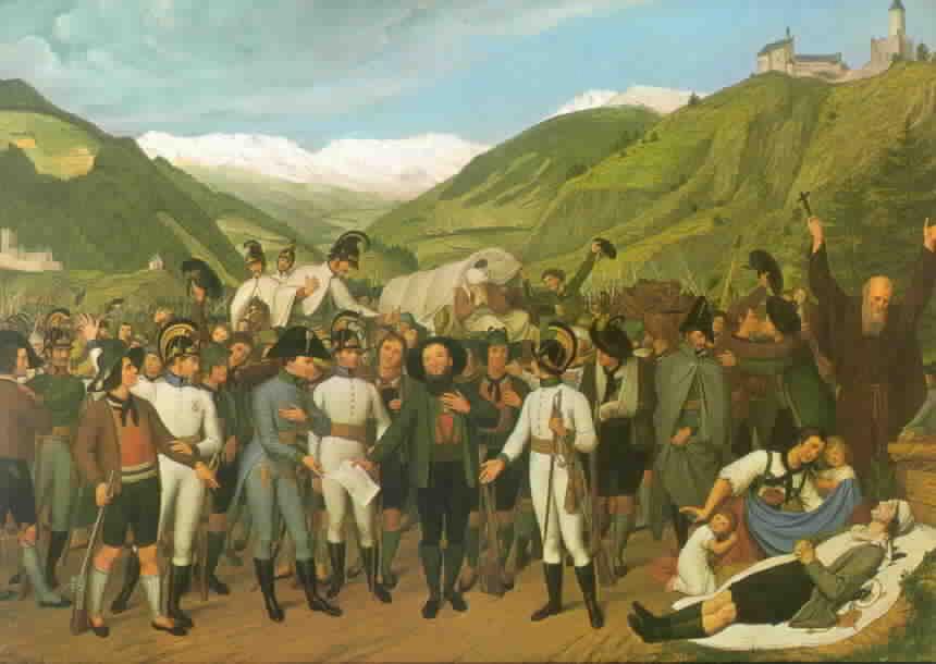 Der österreichische General Chasteler trifft den siegreichen Hofer in Sterzing (Oberes Wipptal), 14. April 1809)